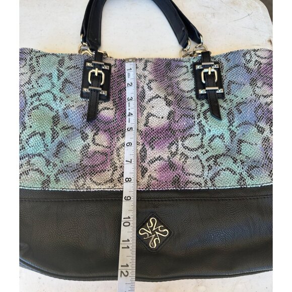 Vera Wang Metallic Purple Aqua Blue Gray Shoulder Purse Bag 12.5" Tall (READ) - Picture 12 of 16